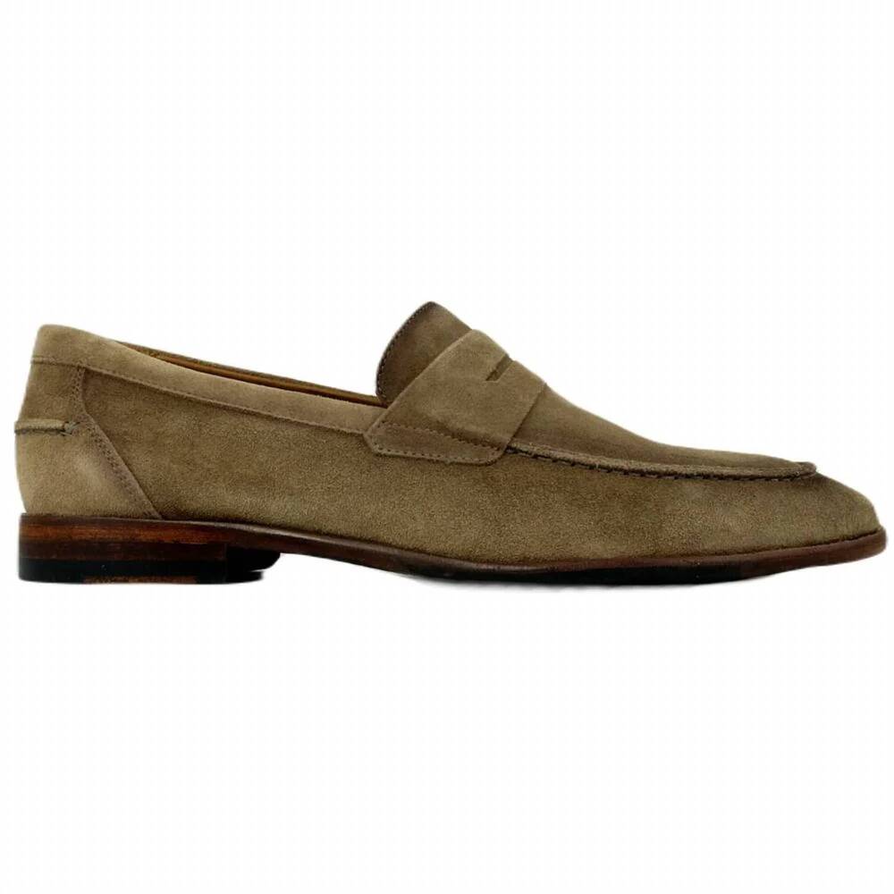NEW ALAN PAYNE men's naples modern suede loafer in greige